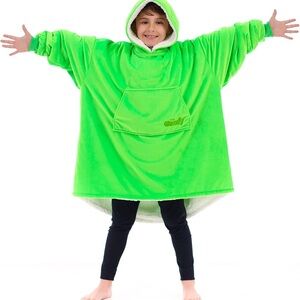 The Comfy Junior Bright Green Oversized Hoodie Blanket